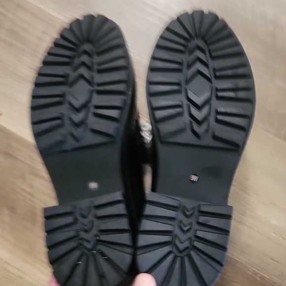 ASOS Black Platform Loafers Daisy Floral Appliqué Chunky Heel Slip-On Shoes - Picture 6 of 9